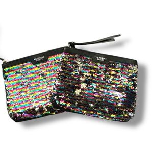 Victoria’s Secret Sequin Cosmetic Bags Set – Rainbow & Multicolor